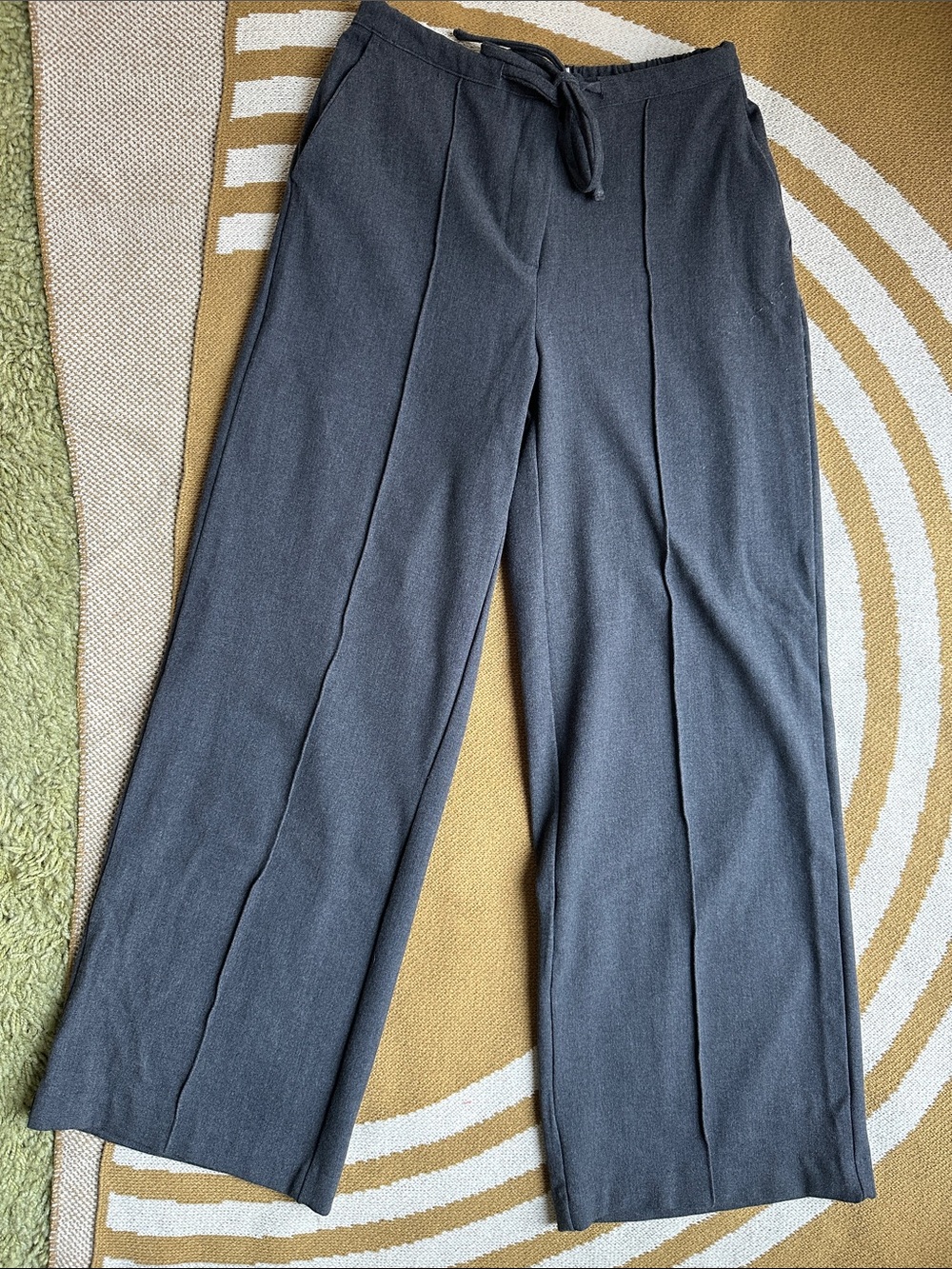 Gray Wide-Leg Knit Pants